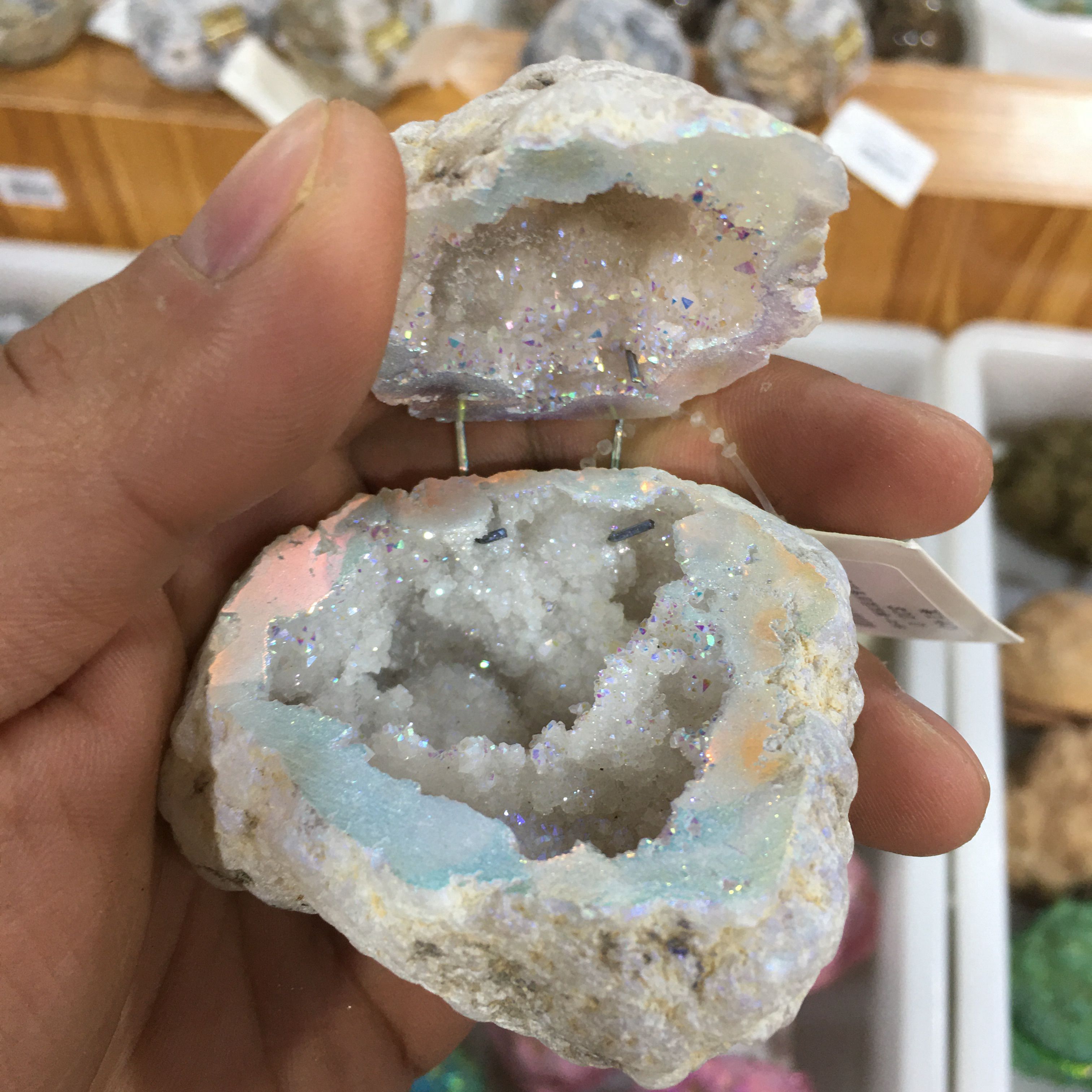 New products  agate geode angle aura quartz crystal geode