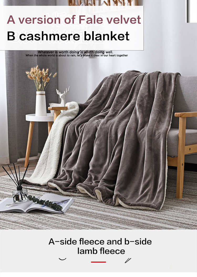 Super Soft Solid Mink Sherpa Fleece Blanket  King Size Fuzzy Plush Microfiber Flannel Throw Blanket