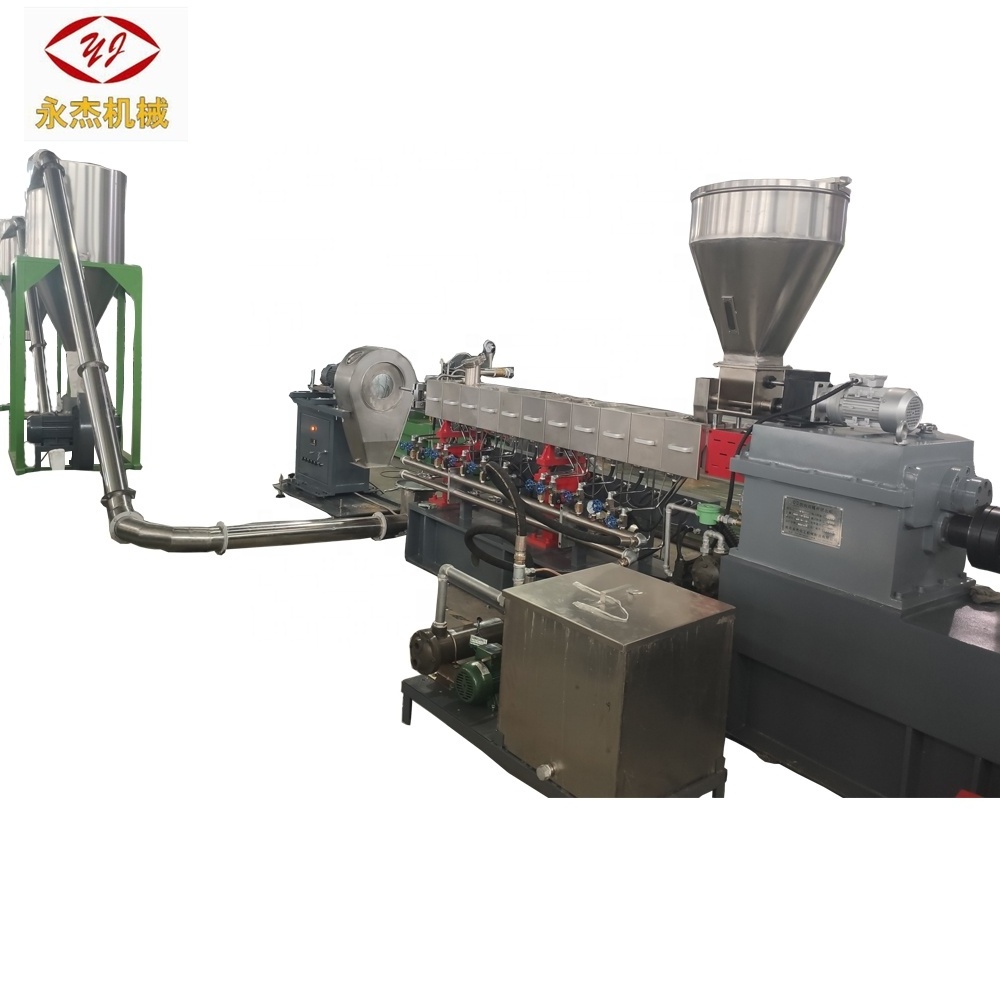 China Parallel co-rotating twin screw extruder PP/PE/PS/PVC wood plastic pellet making machine