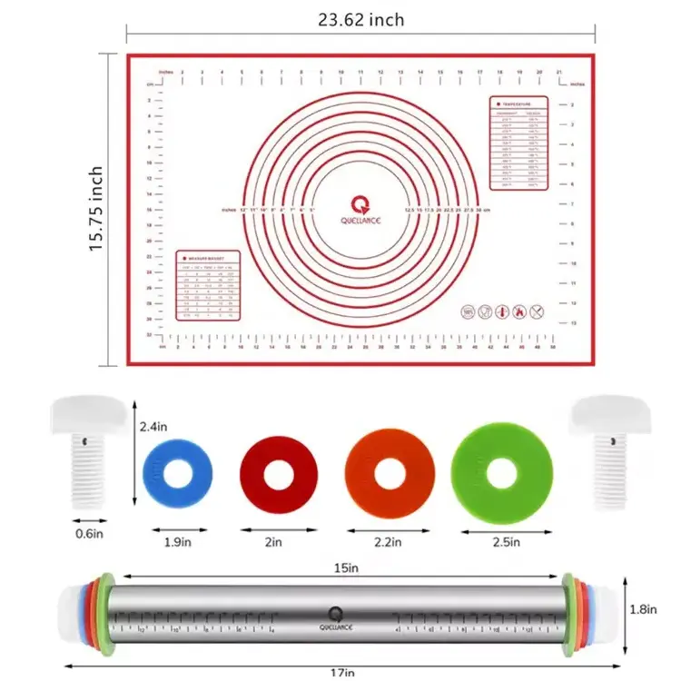 High Performance Baking Tools Non-sticking Adjustable Rolling Pin kitchen Stainless steel Rolling Pin with Measurable Rings