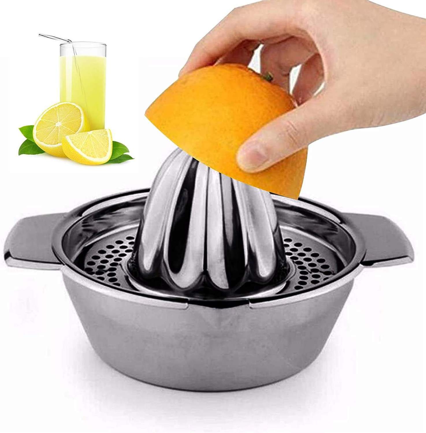 Manual  Squeezer Stainless Steel 304 Robust Hand Juicer Reamer Rotation Press with Strainer