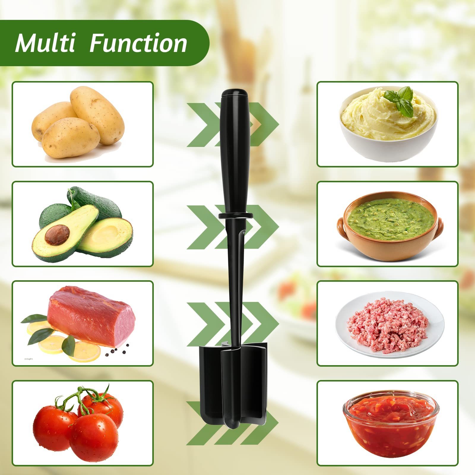 Multi-Functional Kitchen Meat Utensil Heat-Resistant Hamburger Salad Masher and Mix Chopper Manual Meat Chopper