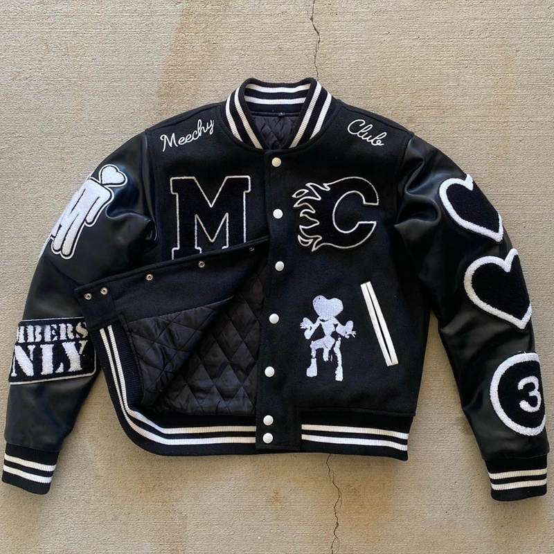 Oem High Quality Patch Embroidery Men College Custom Baseball Bomber Letterman crop Leather Sleeve Varsity Jacket