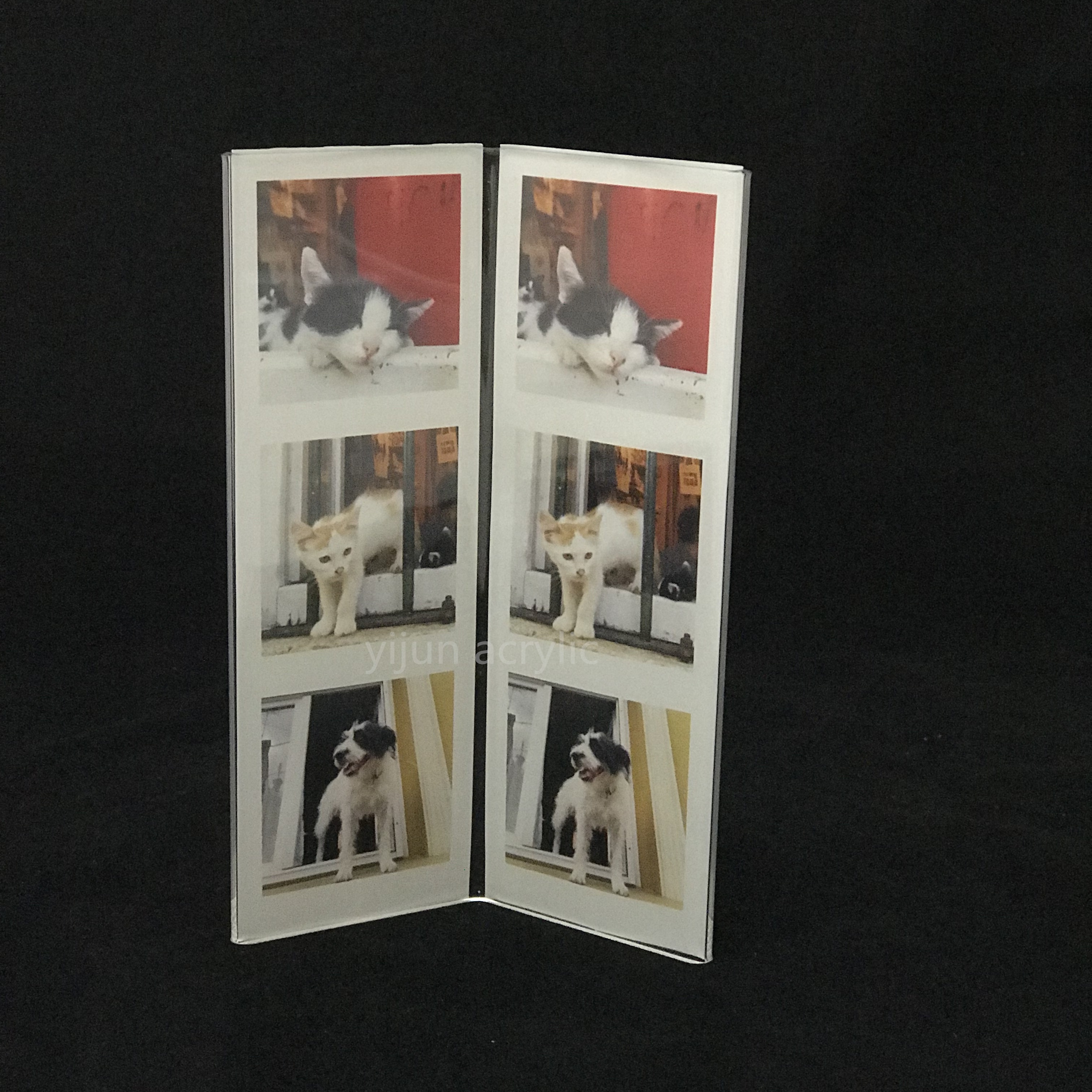 custom V style clear acrylic photo booth frame 2x3 4x4 4x6 5x7 two sides acrylic picture frame book shape PMMA plexiglass frame