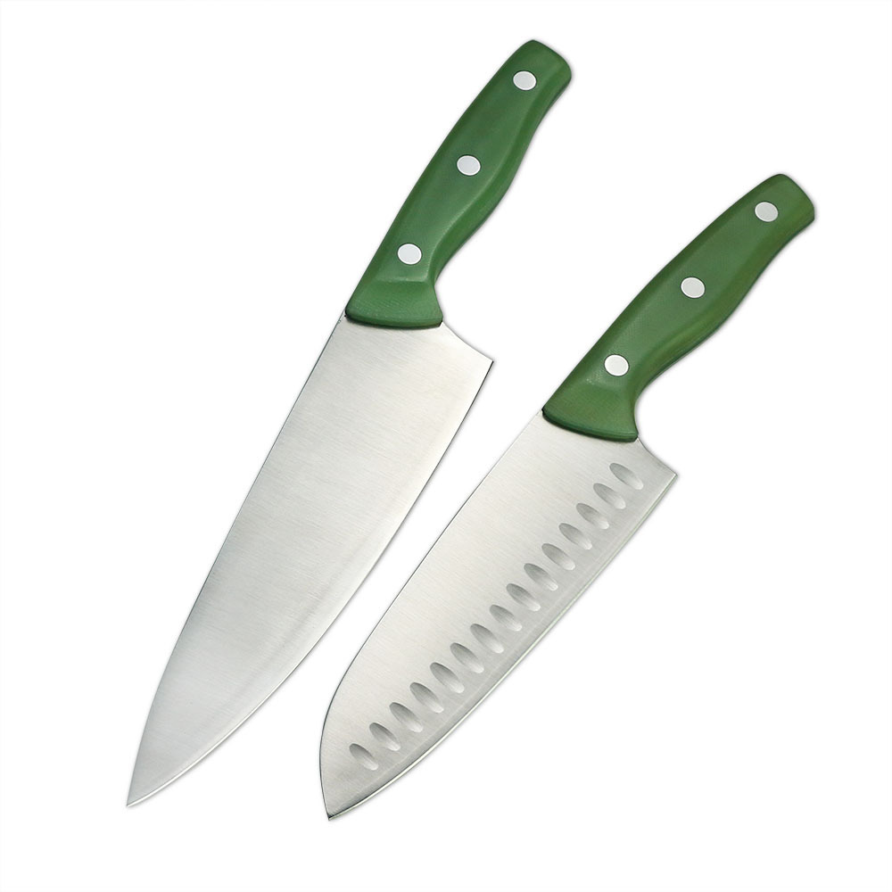 High quality stainless steel powder steel edge Black diamond sharp chef knife with Jade g10 handle