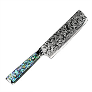 Custom branding 45layers damascus steel vegetable cutting knife 7inch nakiri knife with abalone handle