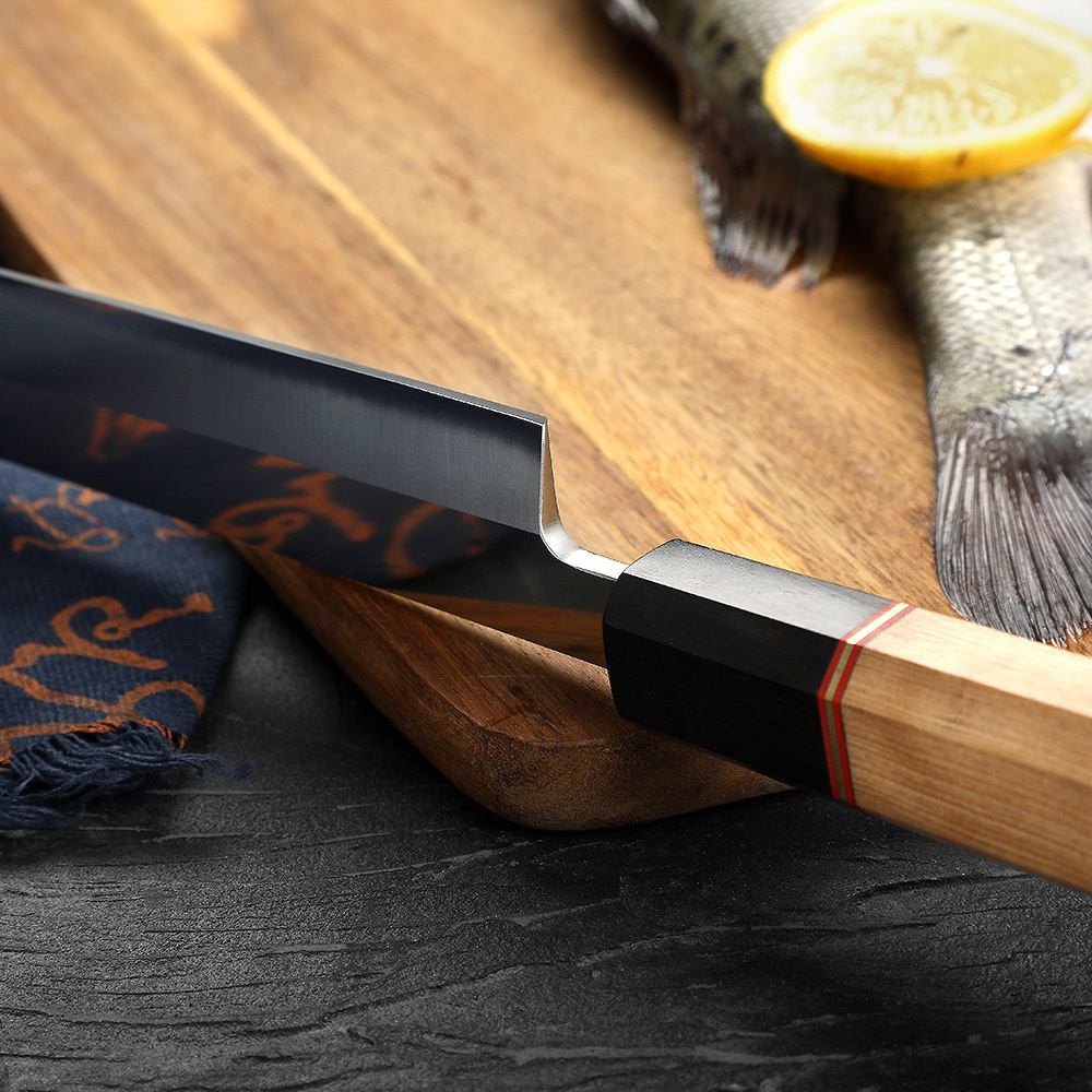 Yangjiang Amber Wa-handle High Carbon Steel Salmon Slicer Fish Knife Yanagiba Japanese Sushi Knife