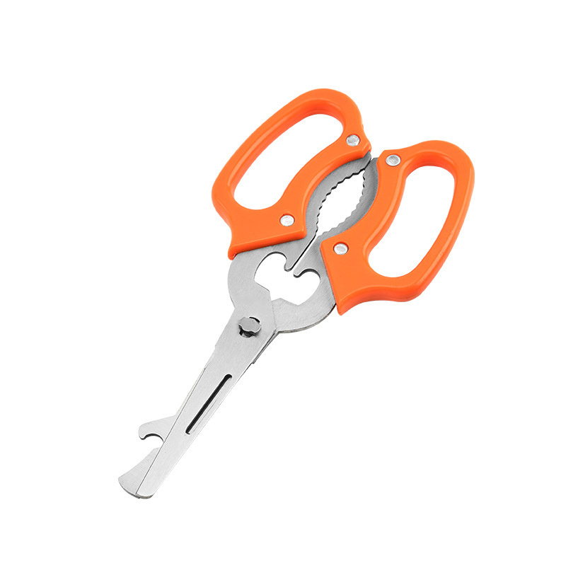 Kitchen Gadgets Stainless Steel Household Scissors Metal Poultry Fishing Scissors With Multi-blade Bottle Opener Fruit Paring