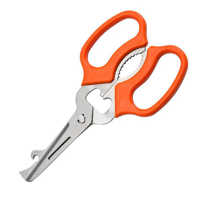 Kitchen Gadgets Stainless Steel Household Scissors Metal Poultry Fishing Scissors With Multi-blade Bottle Opener Fruit Paring