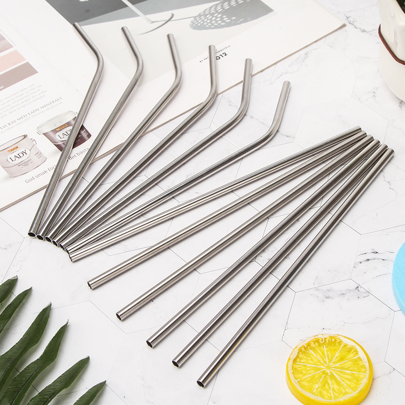 Reusable Metal Drinking Straws 304 Stainless Steel Bent/ Straight Drinking Straw