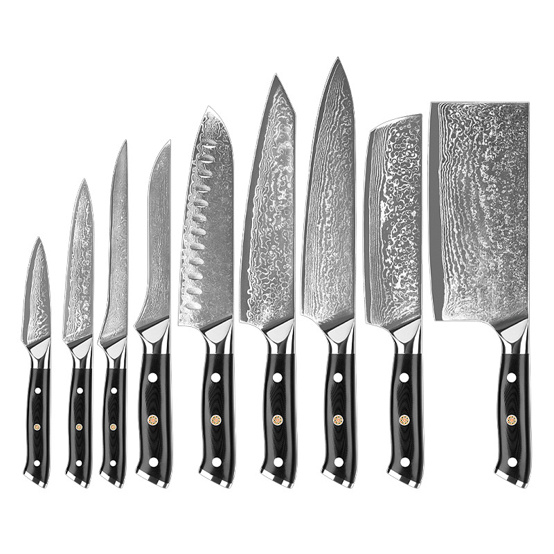 Luxury Damascus Steel Knife Chef Cooking Japanese Kitchen Knife Set Damascus Knife Set