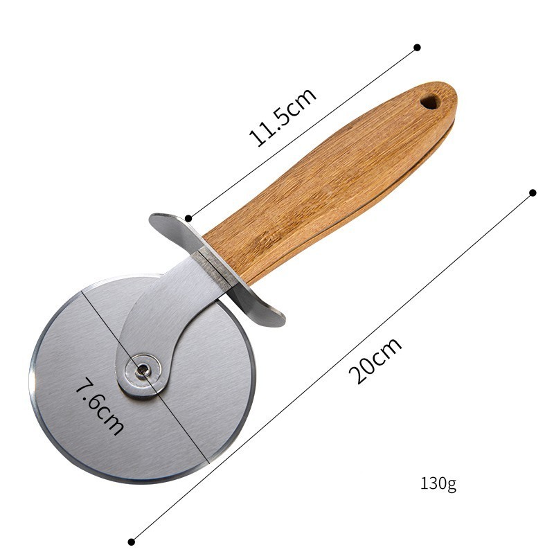 Wholesale Custom Stainless Steel Pizza Cutter Kitchen Pizza Tool Wheel Cutter Wooden Handle Pizza Cutter