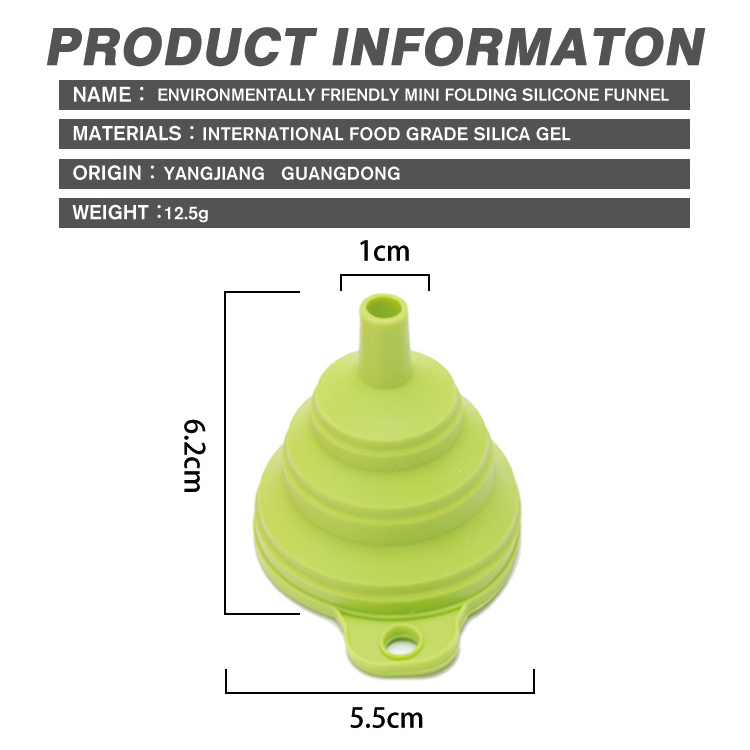 Eco-friendly Mini Foldable Funnel Silicone Collapsible Funnel Folding Portable Funnels