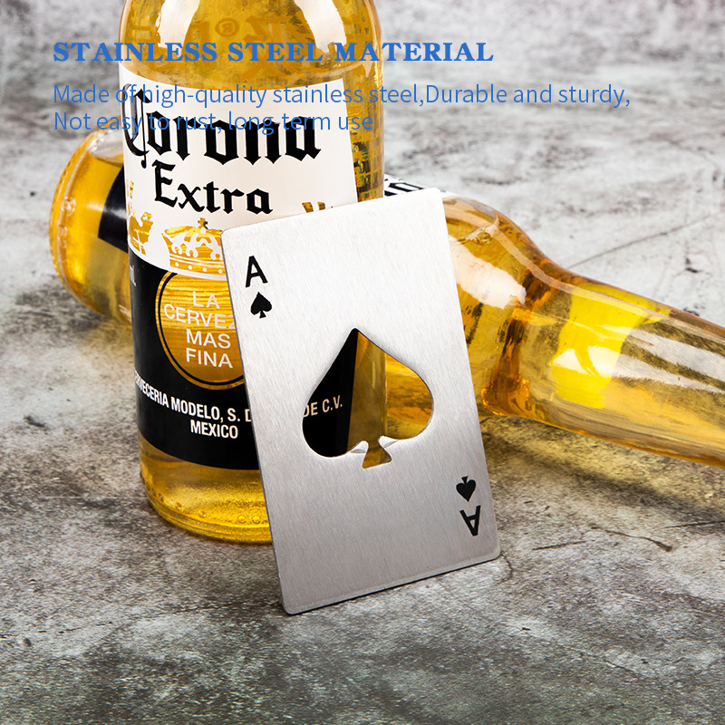 Ace Of Spades Bottle Opener Credit Card Size Opener Portable Stainless Steel Can Opener Black & Silver