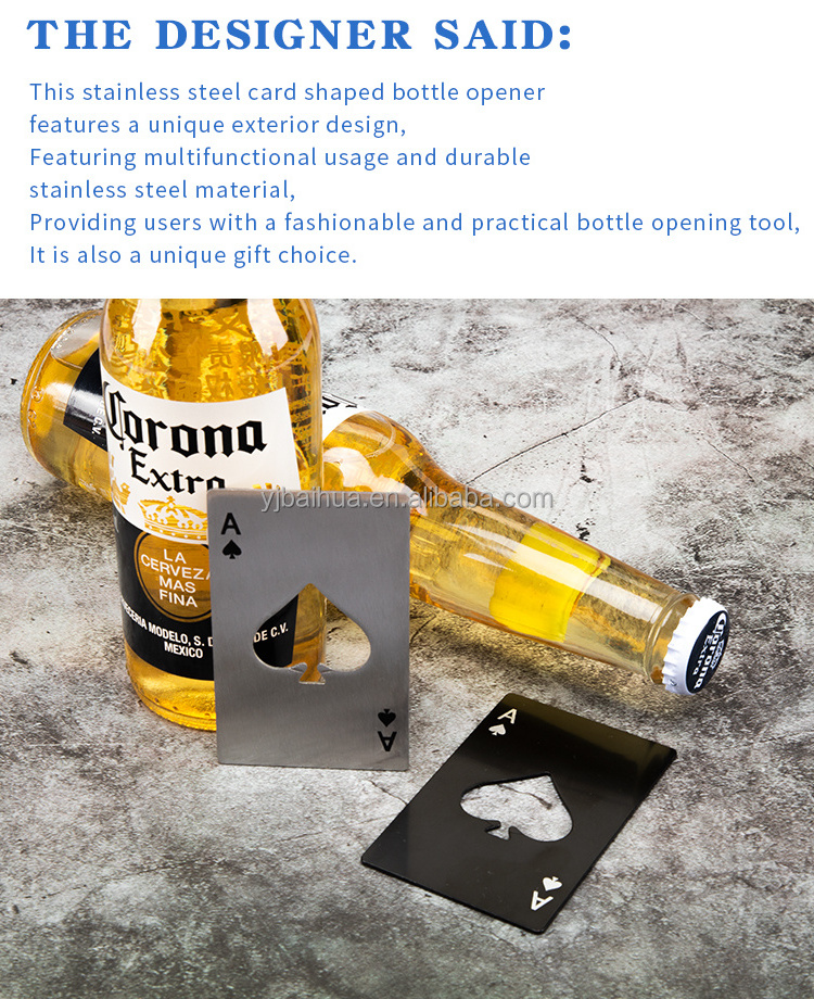 Spades A Poker Card Beer Bottle Opener Customized Stainless Steel Bottle Opener Kitchen Gadgets