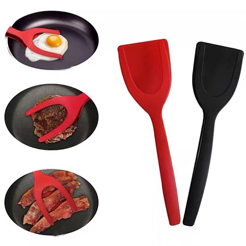 2-in-1 Kitchen Utensil Non-Stick Nylon Food Clip For Steak Fried Pancake And Egg Turning Spatula