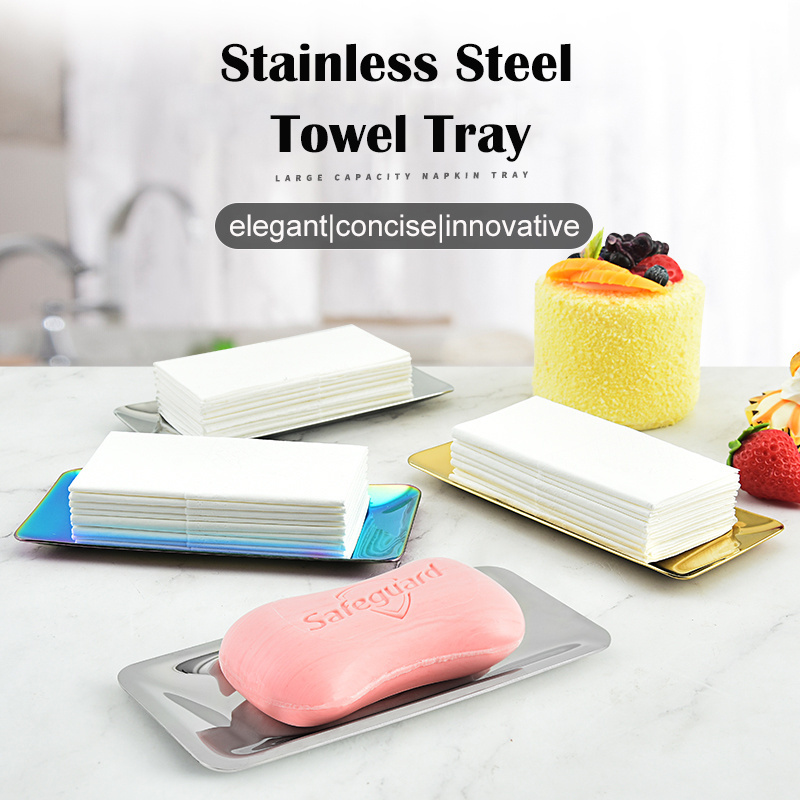 Stainless Steel Towel Tray Bathroom Storage Rack For Jewelry Storage  Rectangular Hotel Soap Napkin Tray