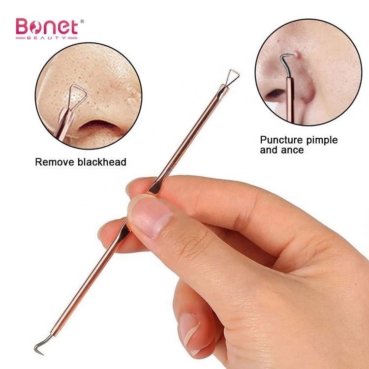 Bfe0030 Rose Gold Stainless Steel Blackhead Removal Needle Comedones Extractor Tools