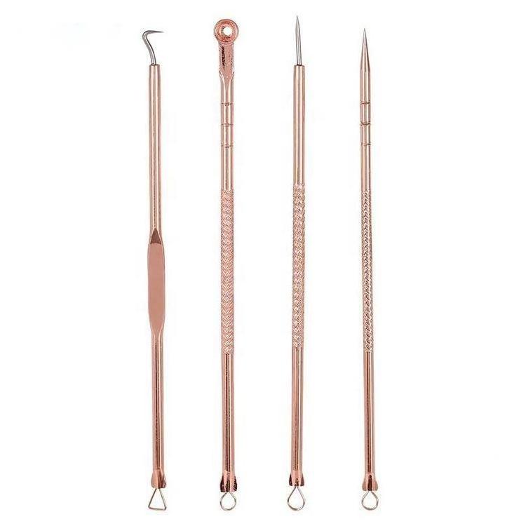 Bfe0030 Rose Gold Stainless Steel Blackhead Removal Needle Comedones Extractor Tools