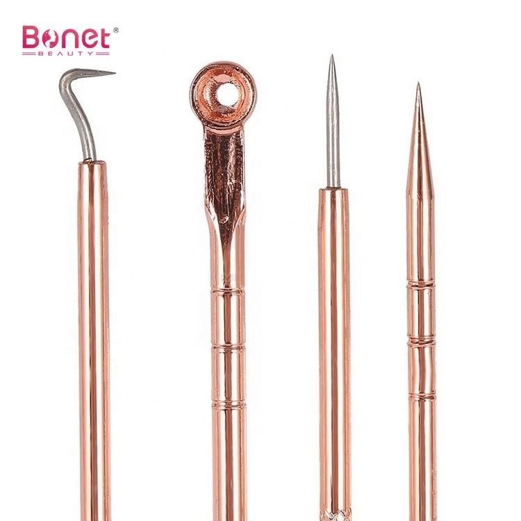 Bfe0030 Rose Gold Stainless Steel Blackhead Removal Needle Comedones Extractor Tools