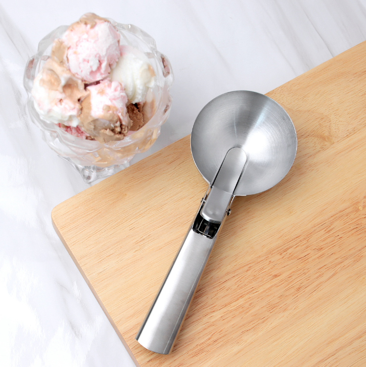 stainless steel ice cream scoop with trigger for easy release  ice cream scooper 4.9-8.5cm diameter