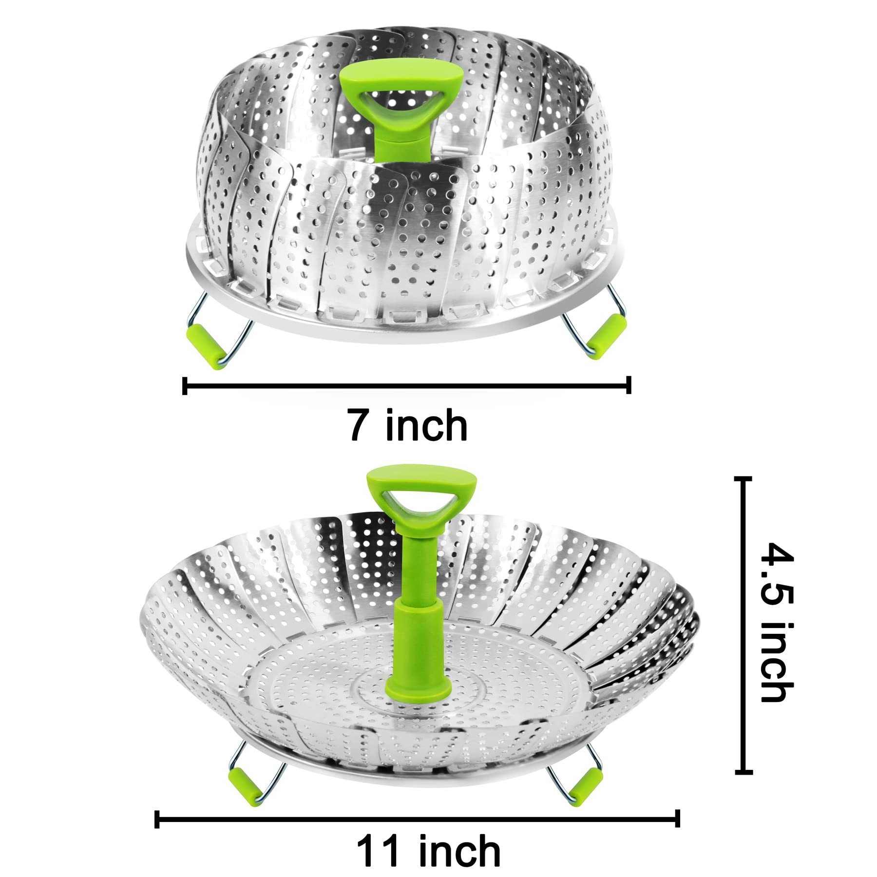 Stainless Steel Collapsible Vegetable Steamer Basket With Handle Folding Expandable Food Steamers to Fits Various Size Pot