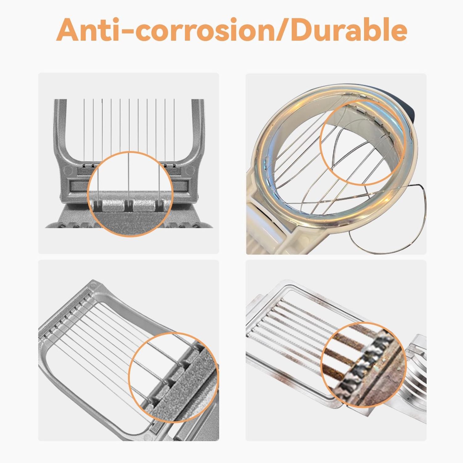 Aluminium Alloy Egg Slicer for Hard Boiled Eggs Heavy Duty Fruit Egg Cutter with Stainless Steel Wire