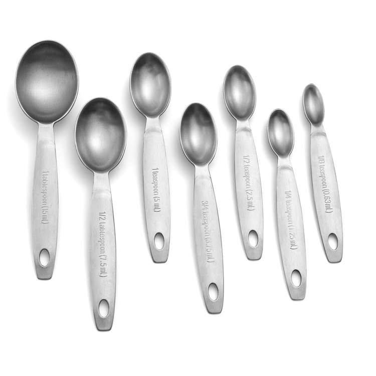 hot selling oval 7 pieces stainless steel measuring cups measuring spoons set