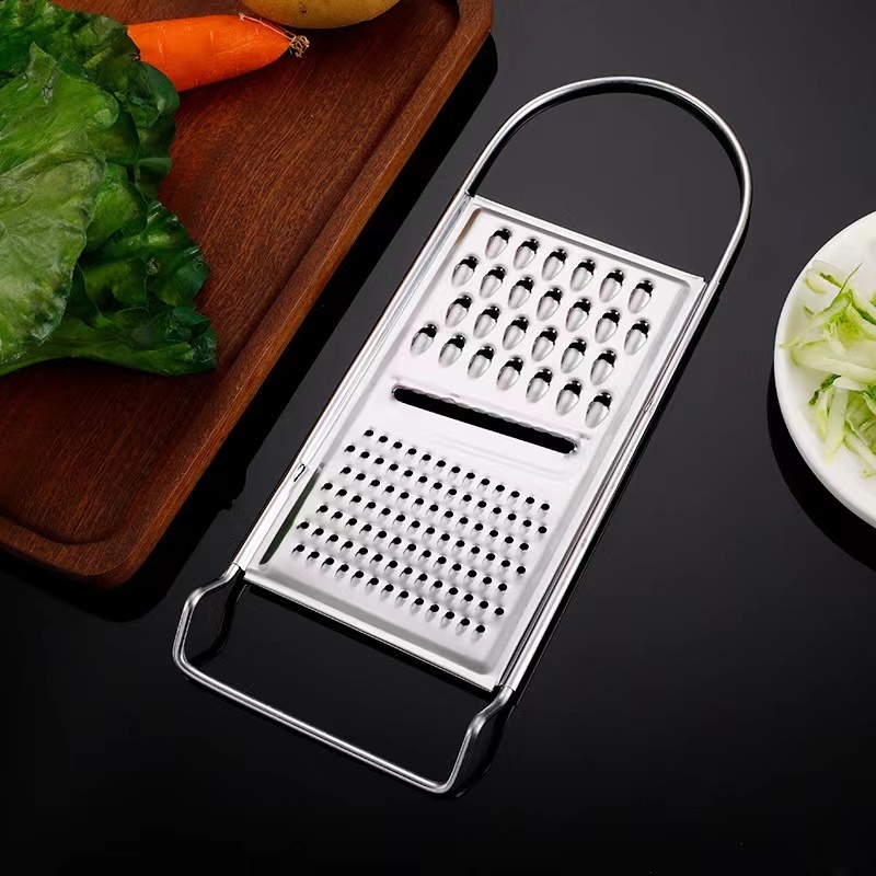 Multifunctional Stainless Steel 3 in 1 Fruit Vegetable Grater Cheese Shredder Flat Cheese Grater with Handle