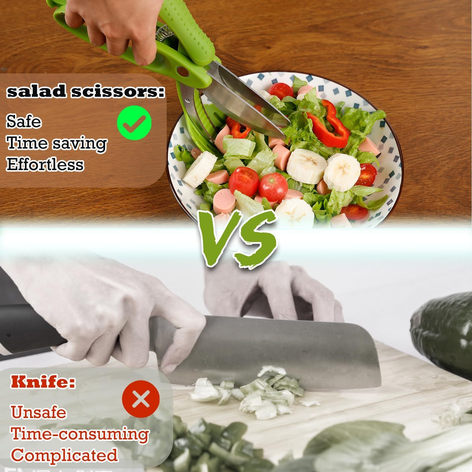 Vegetable Salad Scissors Salad Chopper with Double Blades Lettuce Chopper Scissors Salad Maker  Cutter