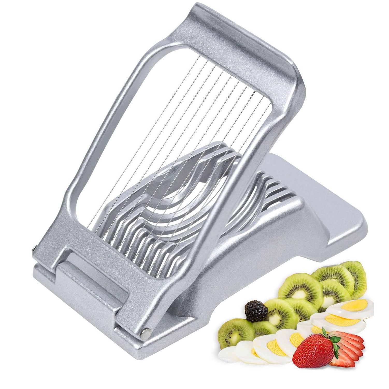 Aluminium Alloy Egg Slicer for Hard Boiled Eggs Heavy Duty Fruit Egg Cutter with Stainless Steel Wire