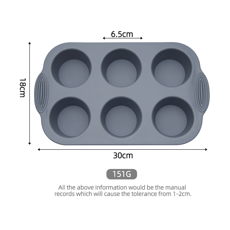 Non-Stick Reusable Heat Resistance Food Grade Silicone Cake mold Muffin Pan 6 Cup  Molder Cupcake mould Baking