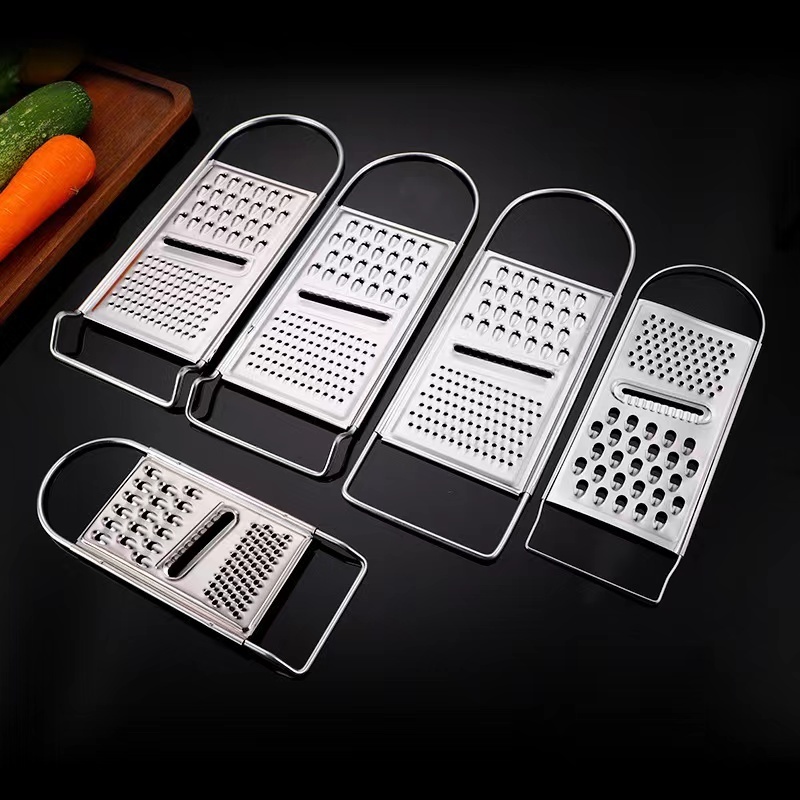 Multifunctional Stainless Steel 3 in 1 Fruit Vegetable Grater Cheese Shredder Flat Cheese Grater with Handle