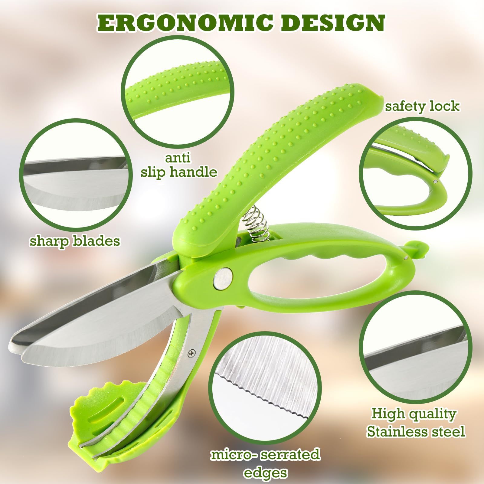 Vegetable Salad Scissors Salad Chopper with Double Blades Lettuce Chopper Scissors Salad Maker  Cutter