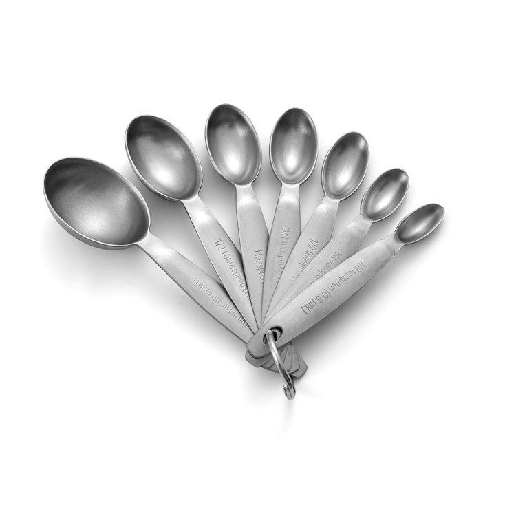 hot selling oval 7 pieces stainless steel measuring cups measuring spoons set