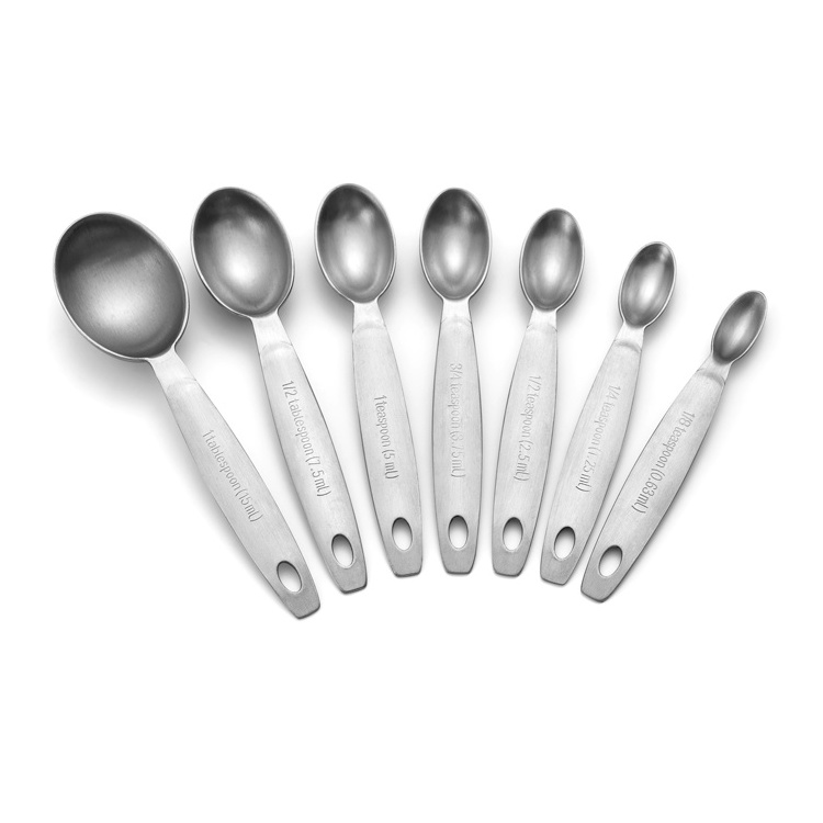 hot selling oval 7 pieces stainless steel measuring cups measuring spoons set