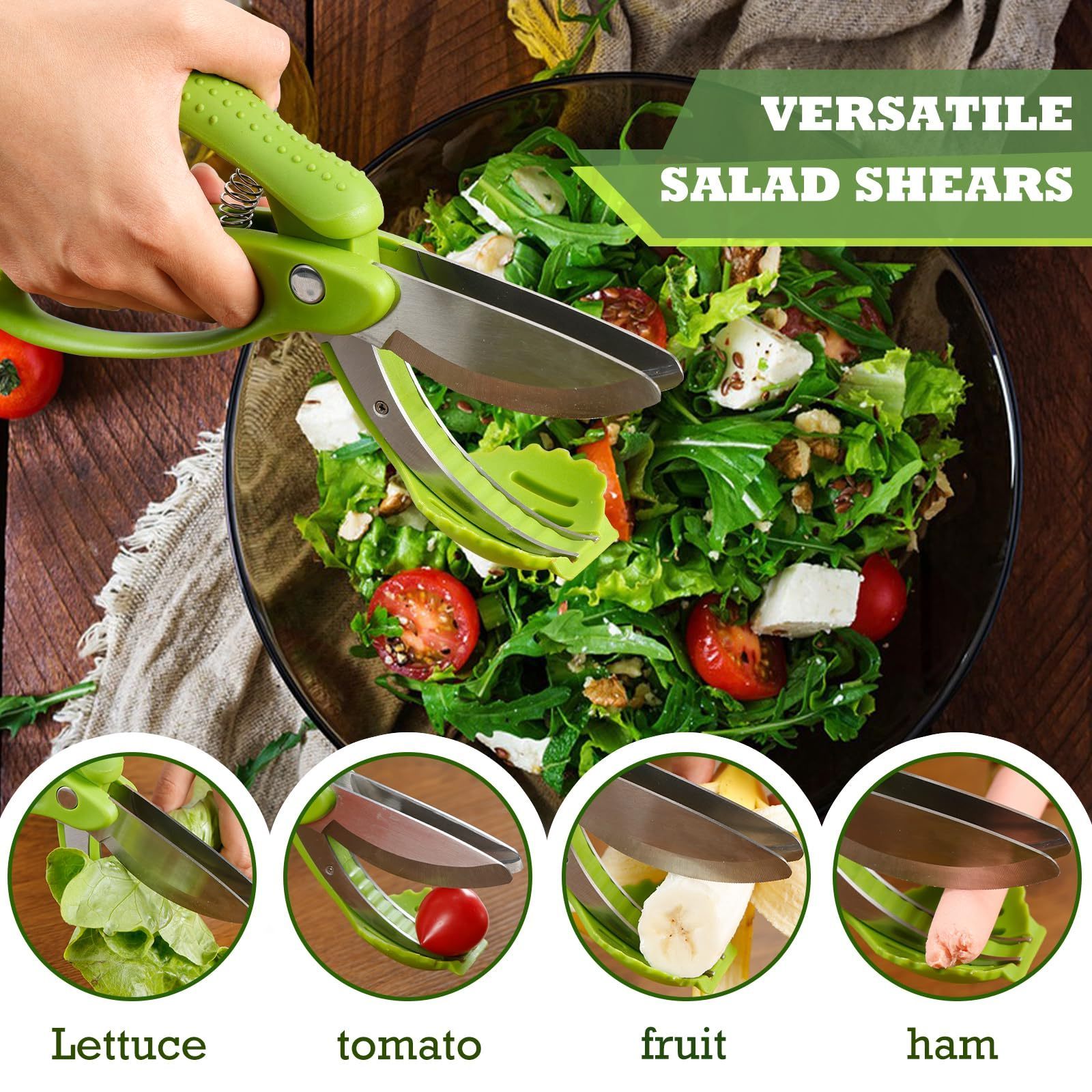 Vegetable Salad Scissors Salad Chopper with Double Blades Lettuce Chopper Scissors Salad Maker  Cutter