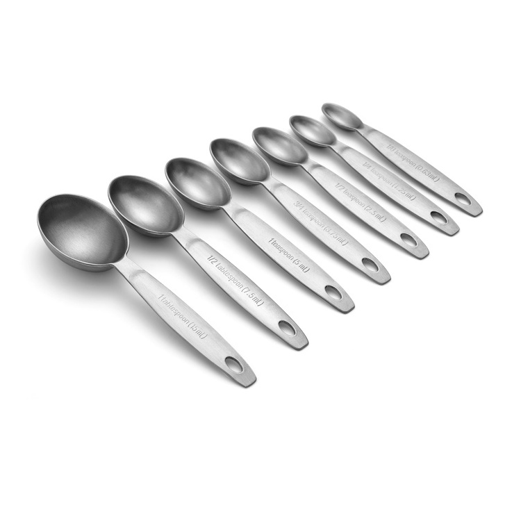 hot selling oval 7 pieces stainless steel measuring cups measuring spoons set