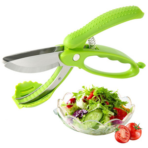 Vegetable Salad Scissors Salad Chopper with Double Blades Lettuce Chopper Scissors Salad Maker  Cutter