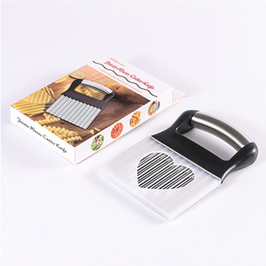 Stainless Steel Handle French Fry Cutter Vegetable Potato Chip Onion Slicer Wavy Crinkle Cutter With Wave Shape Knife