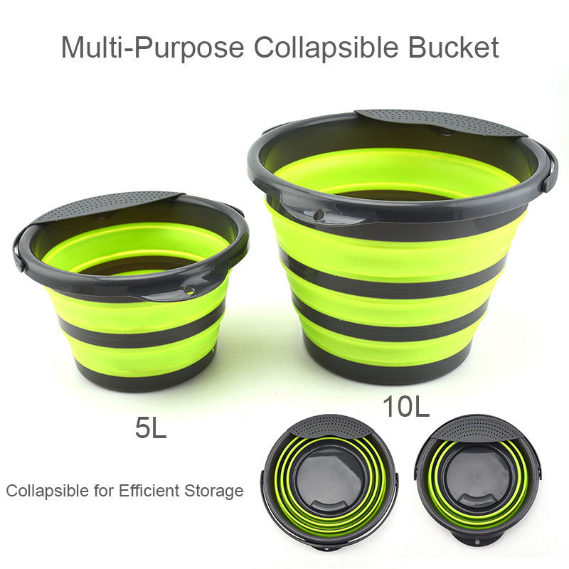 10L Plastic Collapsible Folding Bucket Silicone Foldable Round Tub 5L Outdoor Water pot for Garden Camping Fishing water Pail