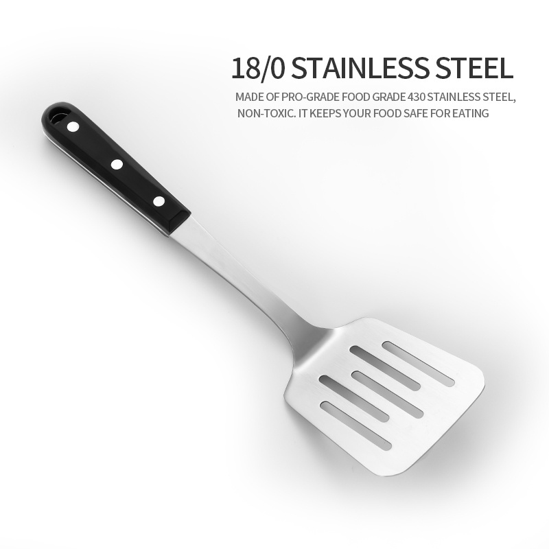 POM Handles Stainless Steel Cooking Slotted Turner Spatula   Heavy Duty Metal Kitchen Spatulas