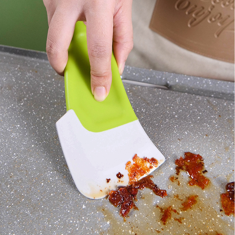 Silicone Pan Scraper Dish Cleaning Spatula Bowl Scraper Kitchen Scraper Pan Rubber Cleaning Spatula Pot Cleaning Tool