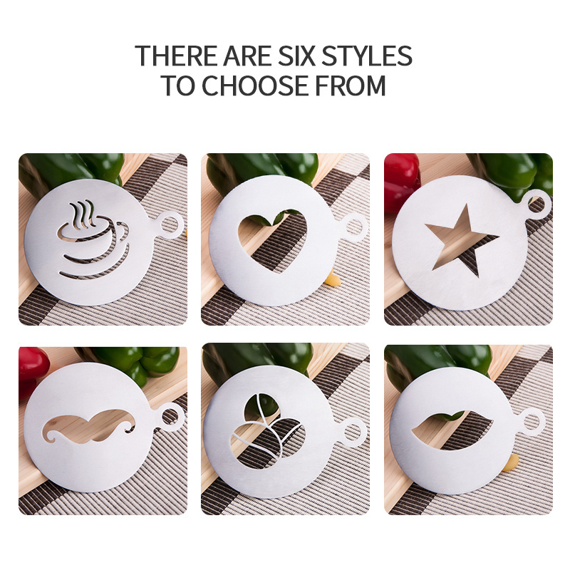 stainless steel Coffee Decorating Stencils  Cocoa Shaker Coffee Mold Tool powder Salt and Pepper Shakers