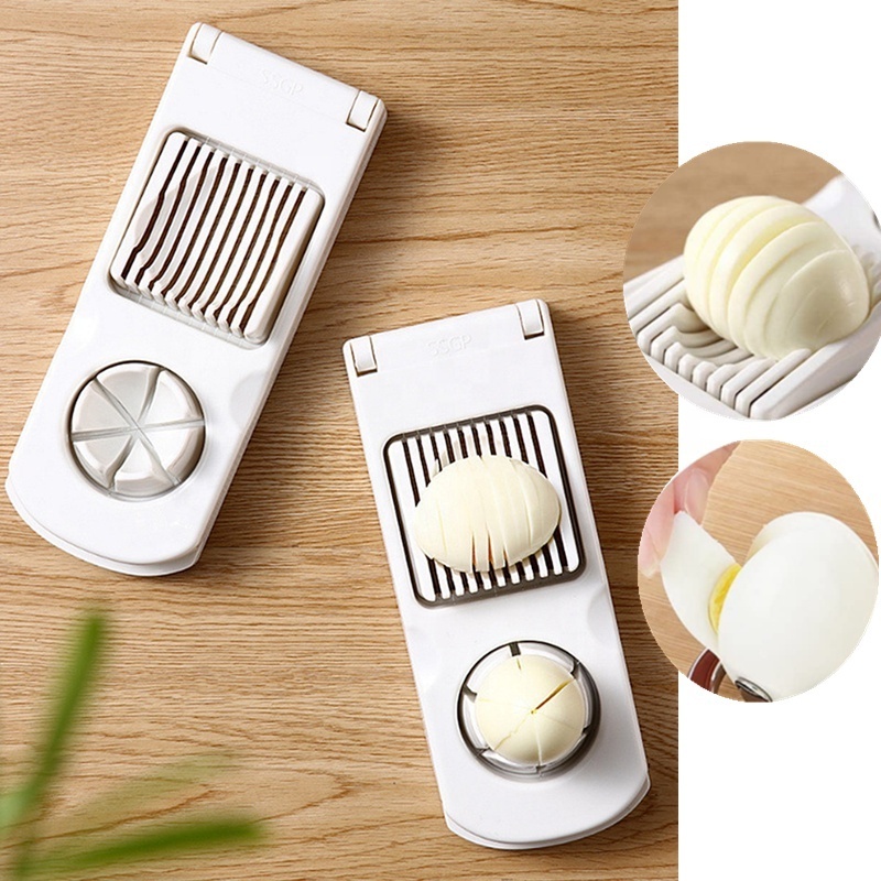 High quality  2 in 1 stainless steel egg slicer  kitchen tool egg slicer multi-purpose egg  wires cutter