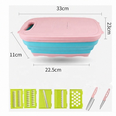 kitchen accessories 9 in 1 vegetable grater set with cutting board and collapsible drain basket multifunction slitting planer