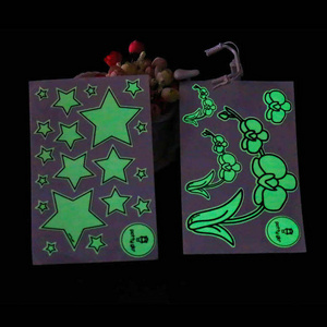 Self Adhesive Glowing Dark Luminous Fluorescent Christmas Tree Label Wall Sticker custom sticker label