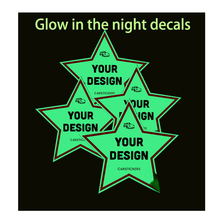 Self Adhesive Glowing Dark Luminous Fluorescent Christmas Tree Label Wall Sticker custom sticker label