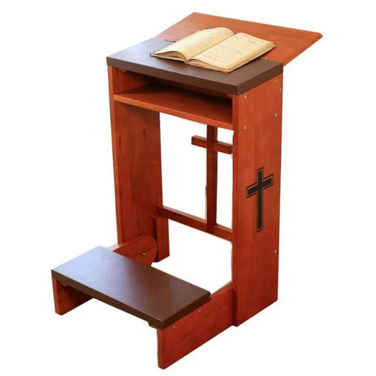 High Quality Cross Back Wood Prayer Pews and Chairs Padded Knees Folded for Churches