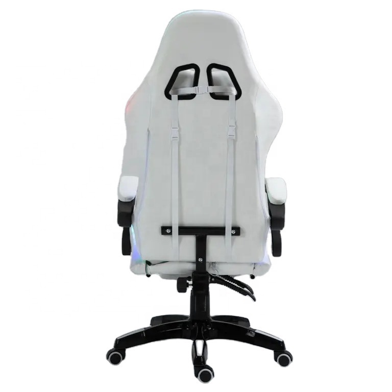 Cheap Ddp Sillas DE White Pu Leather Computer Pc Game Chair Silla Gamer Led Rgb Lights Racing Massage Gaming Chair with Footrest